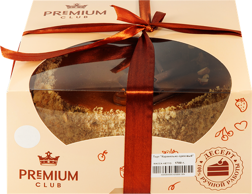 Торт PREMIUM CLUB Карамельно-ореховый, 1,7кг
