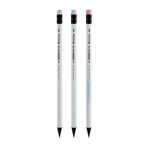 Карандаш чернографитный Berlingo Shade черное дерево с ластиком в ассортименте, 1 шт