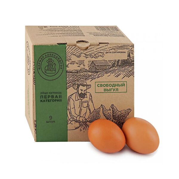 Яйцо куриное пищевое Птицеферма Федоровская С1 9 шт.