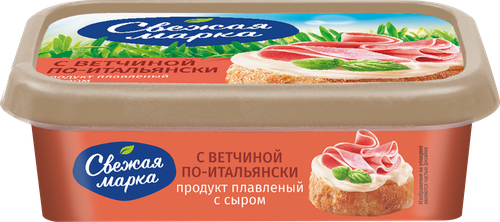 

Продукт плавленый с сыром Свежая марка с ветчиной по-итальянски 55% 180 г