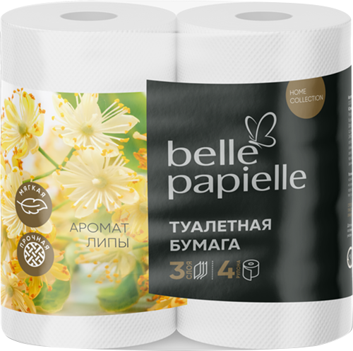 Туалетная бумага Belle Papielle Липа 3 слоя 4 рулона