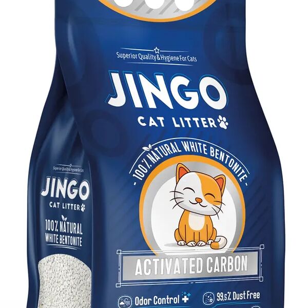 Комкующийся наполнитель Jingo Active Carbon для кошачьего туалета с активированным углем 5л