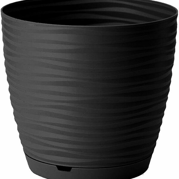 Горшок для цветов Saffron 2,6л с поддоном черный, 17.6х16.2 см