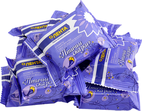 

Конфеты Лента Птичьи сказки в глазури нежное суфле вкус ванили вес