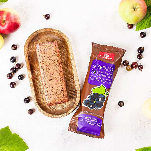 Пастила яблочная воздушная без добавления сахара с черной смородиной 40 г
