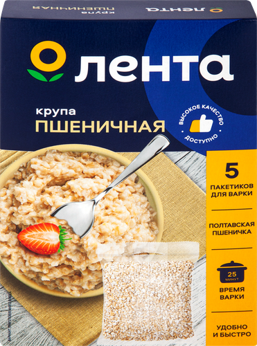 

Крупа пшеничная Лента в варочных пакетиках 80 г х 5 шт