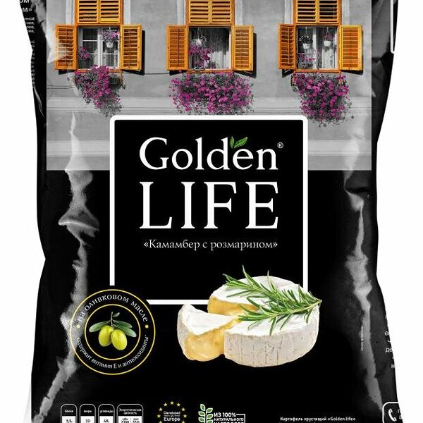 Чипсы Golden Life со вкусом Камамбера с розмарином, 90 г