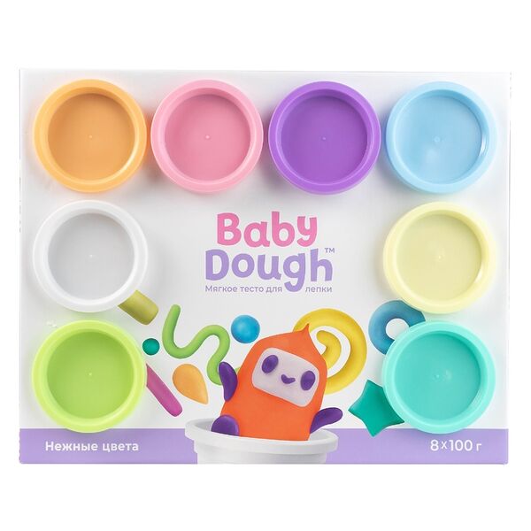 Тесто для лепки 1+, BabyDough, 8 цветов