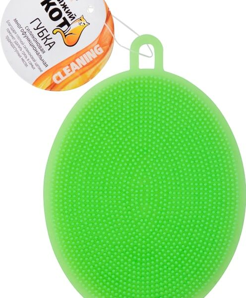 Губка Рыжий кот силиконовая многофункциональная 12*9см