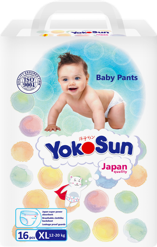 

Подгузники-трусики детские YOKOSUN XL 12–20кг, 16шт