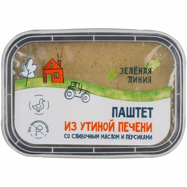 Паштет из утиной печени со сливочным маслом и персиками Зелёная Линия, 160г
