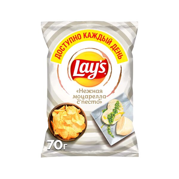 Картофельные чипсы Lay's  со вкусом Моцареллы с Песто, 70г