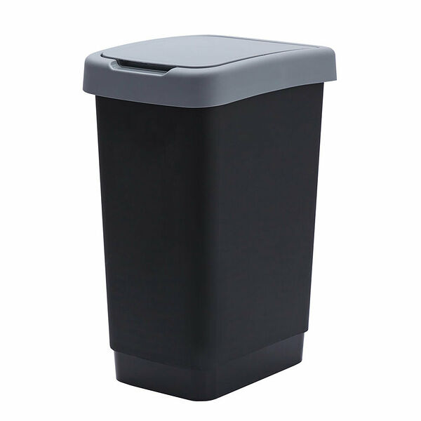 Контейнер для мусора с крышкой Hoff Твин, 33x47х26, цвет чёрный, серый