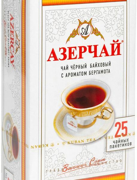 Чай чёрный Азерчай с ароматом Бергамота в пакетиках 25 пакетиков x 2 г