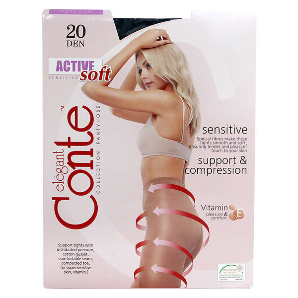 Колготки женские Conte Elegant Active Soft, 20 den, размер 2, цвет nero