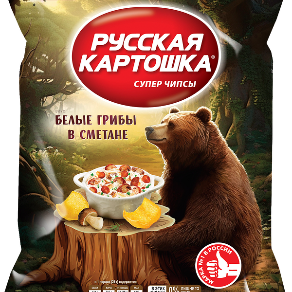 Чипсы картофельные Русская картошка Белые грибы в сметане 105 г