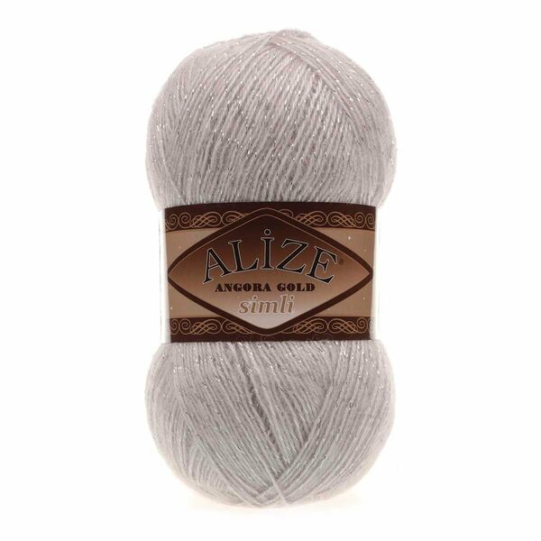 Пряжа Alize 'Angora Gold Simli' 100гр. 500м. (20% шерсть, 5% металлик, 75% акрил)(168 белая зима)