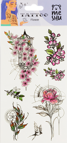 Наклейка-тату Meshu Flower, 22х10 см, в ассортименте