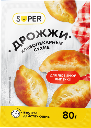 

Дрожжи SUPER Хлебопекарные сухие, 80 г