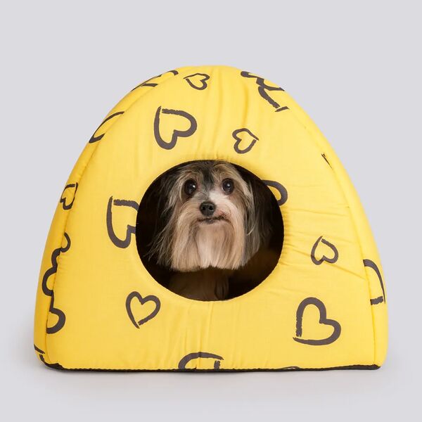 Дом-вигвам Сердечки 40х40х39, желтый