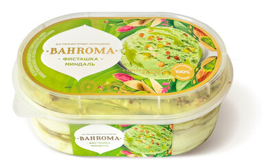 Мороженое Bahroma Пломбир Фисташка с миндалём ванна 450 г