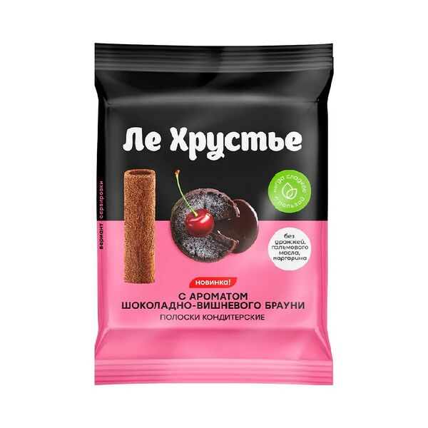 Полоски кондитерские ЛеХрустье с ароматом шоколадно-вишневого Брауни 100г