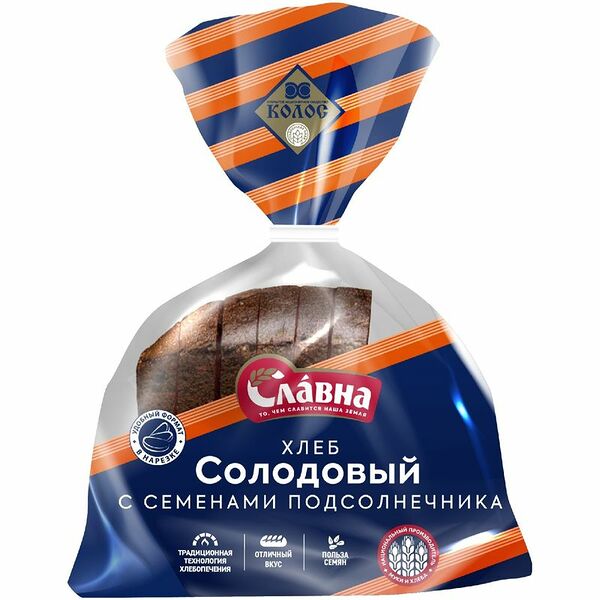 Хлеб Колос Солодовый с семенами подсолнечника, в нарезке