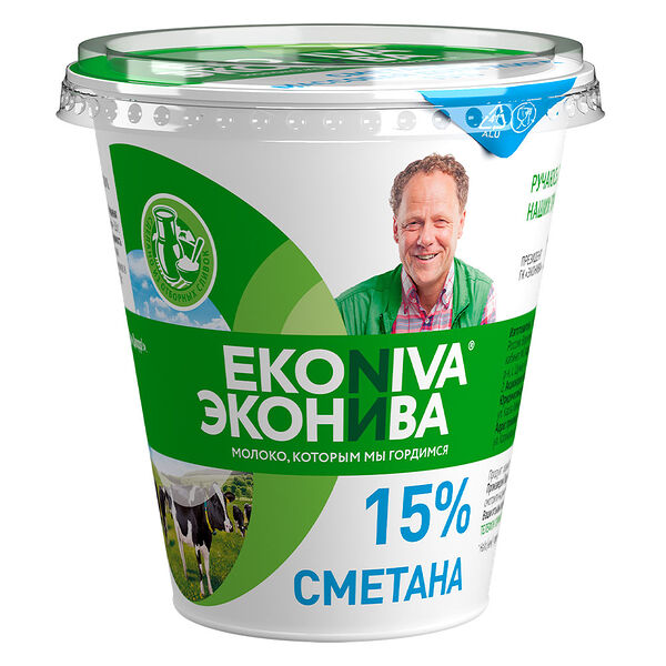 Сметана ЭкоНива 15%, 300 г