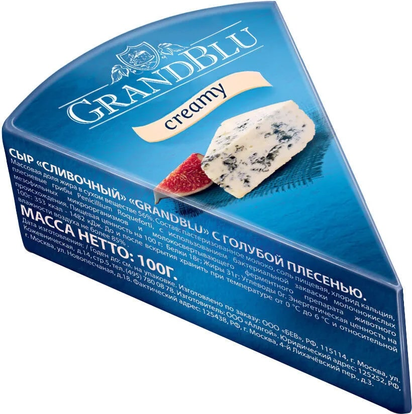 

Сыр GrandBlu Creamy Сливочный с голубой плесенью 56% 100 г