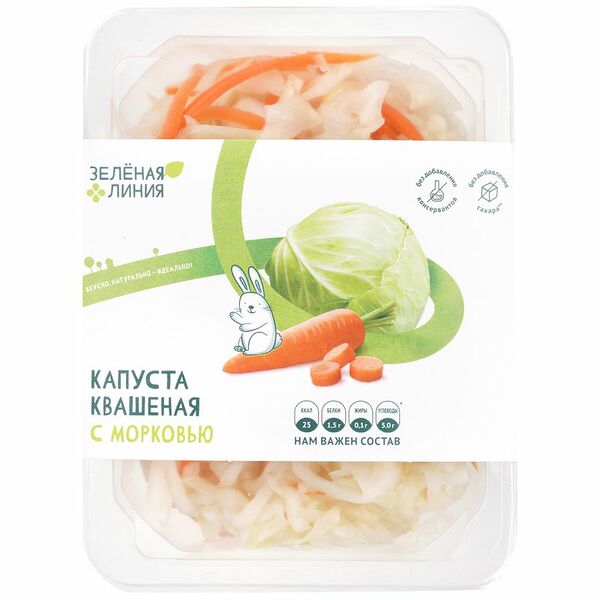 Капуста квашеная Зелёная Линия с морковью шинкованная 300 г