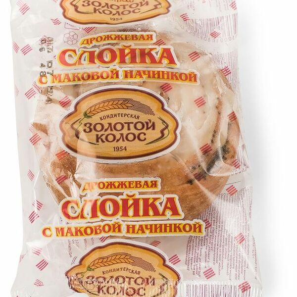 Слойка Золотой колос дрожжевая с маком 75 г