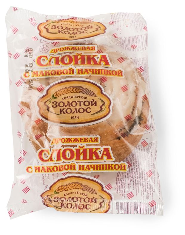 

Слойка Золотой колос дрожжевая с маком 75 г
