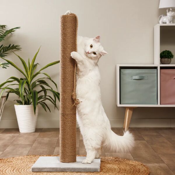 Когтеточка лоя кошек Домоседы Столбик светло-серый 35х35х82 см