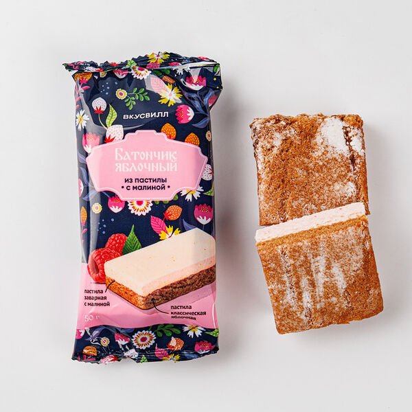 Батончик яблочный из пастилы с малиной