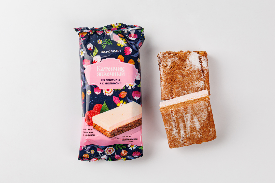 

Батончик яблочный из пастилы с малиной