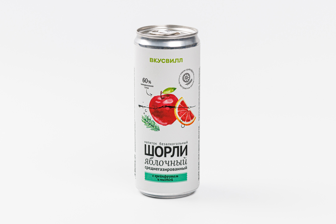 

Напиток ВкусВилл Шорли яблочный с грейпфрутом и пихтой, 330 мл