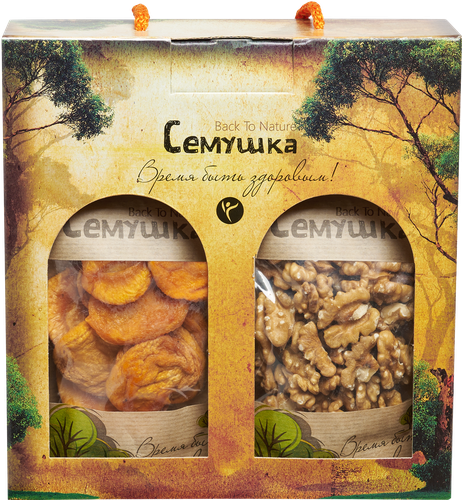 

Набор орехов и сухофруктов СЕМУШКА Орехи/изюм/персики/сливы, 520г