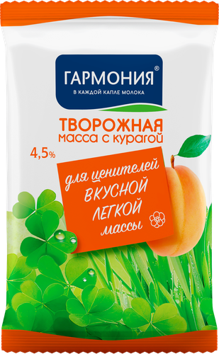 

Масса творожная Гармония с курагой 4.5% 180 г
