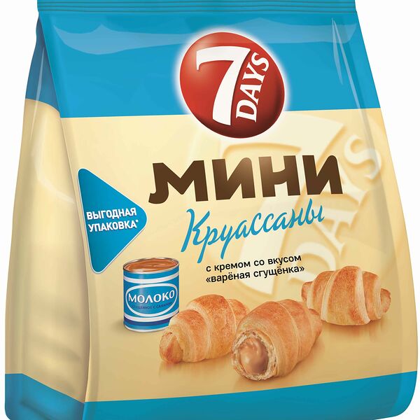 Мини круассаны 7 Days c кремом со вкусом варёная сгущёнка 105 г
