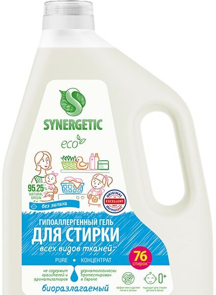 Гель для стирки Synergetic Pure для всех видов тканей 2.28л