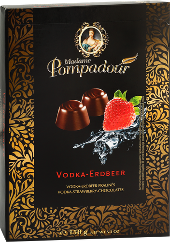 

Конфеты Madame Pompadour в темном шоколаде со вкусом водки и клубники, 150 г