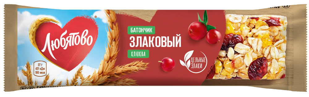 

Батончик злаковый Любятово клюква 27 г
