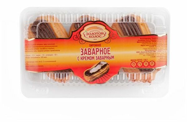 Пирожное Золотой Колос Заварное с шоколадным кремом, 126 г