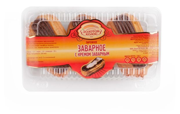 

Пирожное Золотой Колос Заварное с шоколадным кремом, 126 г
