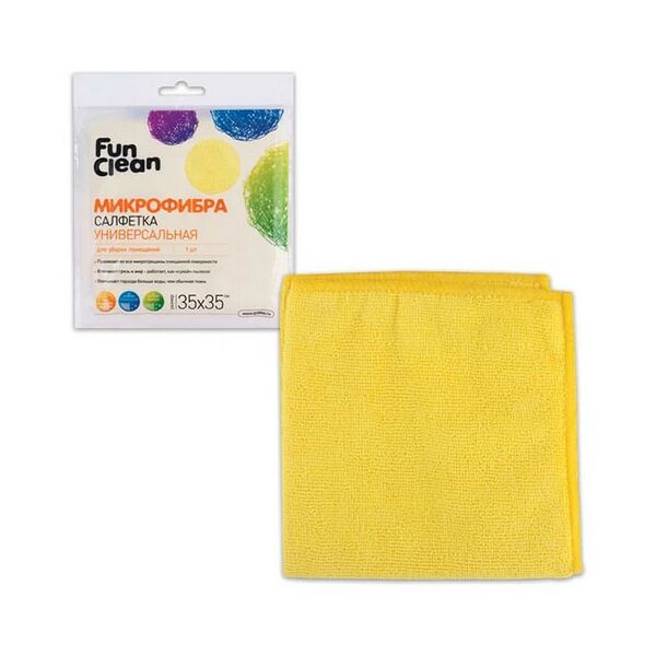 Салфетка сухая из микрофибры Fun Clean универсальная д/уборки помещений 35*35см 1шт