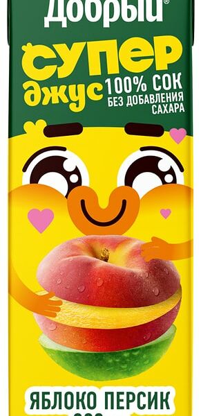 Нектар Добрый персик, яблоко-персик 0.2 л