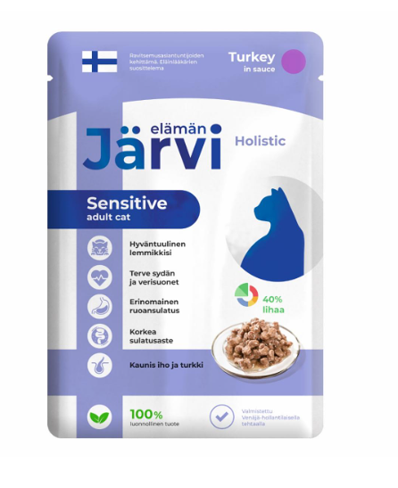 Jarvi пауч для кошек с чувствительным пищеварением (кусочки в соусе) Индейка, 85 г. упаковка 36 шт