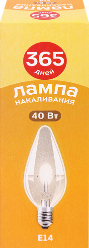 Лампа накаливания 365 дней Свеча 40Вт, Е14 теплый свет, Арт. ДС230-40-1
