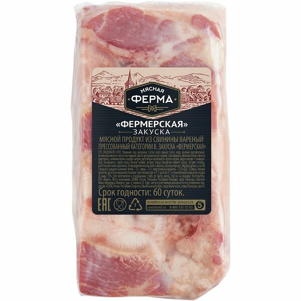 Закуска Мясная Ферма Фермерская из свинины вареная, вес