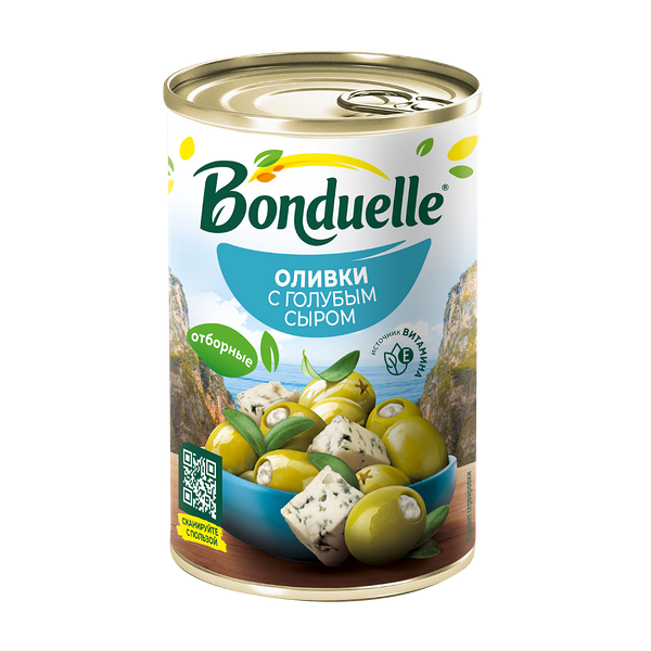 Оливки Bonduelle Мансанилья с голубым сыром 314 мл
